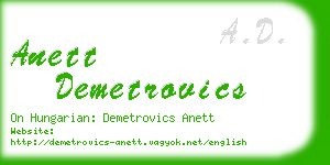 anett demetrovics business card